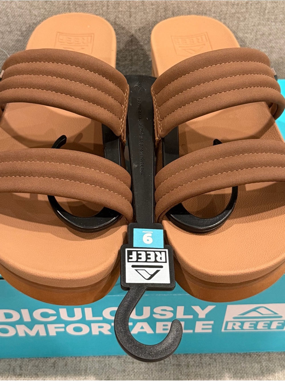 Reef Women’s Tan/Brown Dual-Strap Slide Sandals